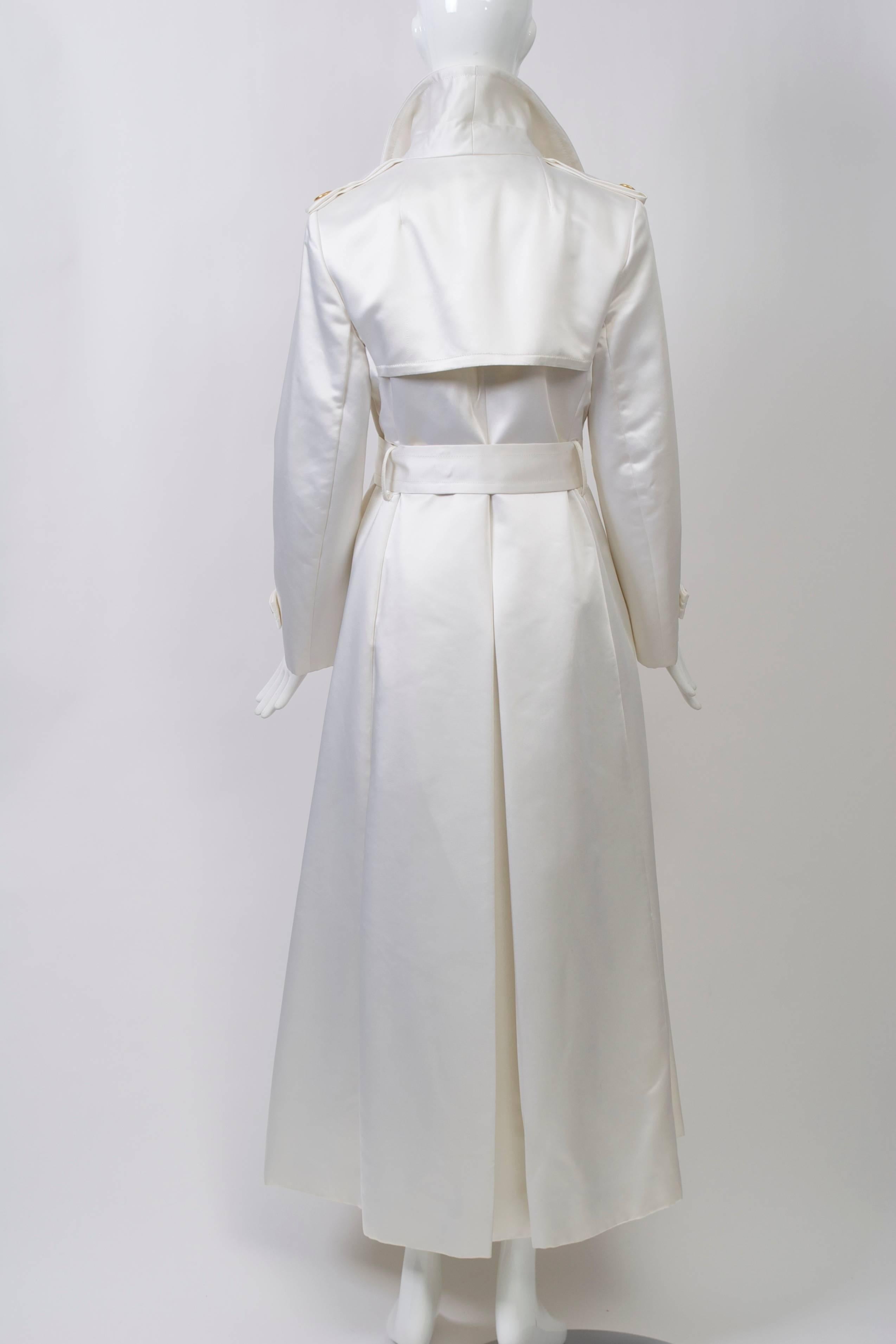 1970s White Satin Evening Coat 1