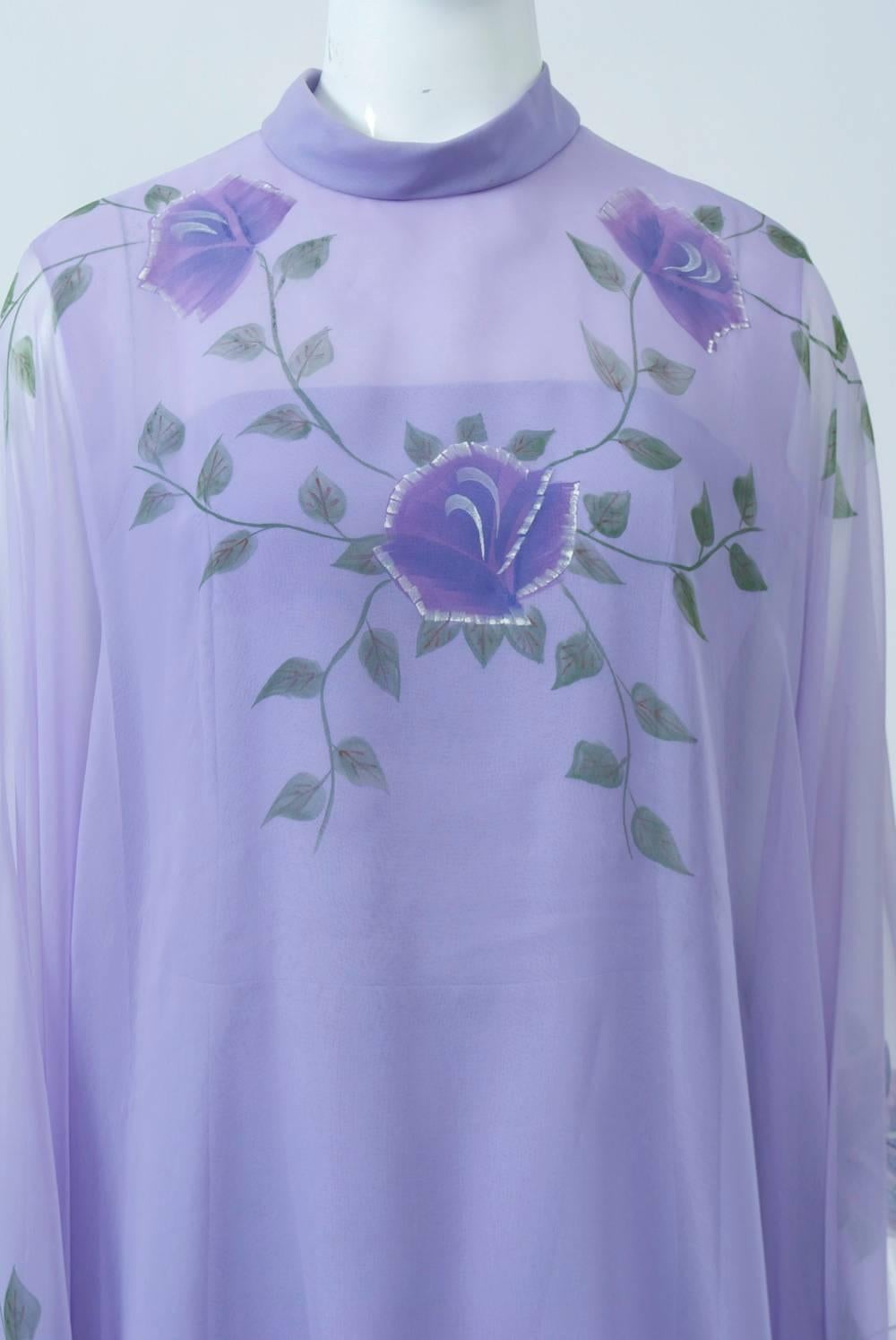 Lavender Caftan Gown In Excellent Condition In Alford, MA