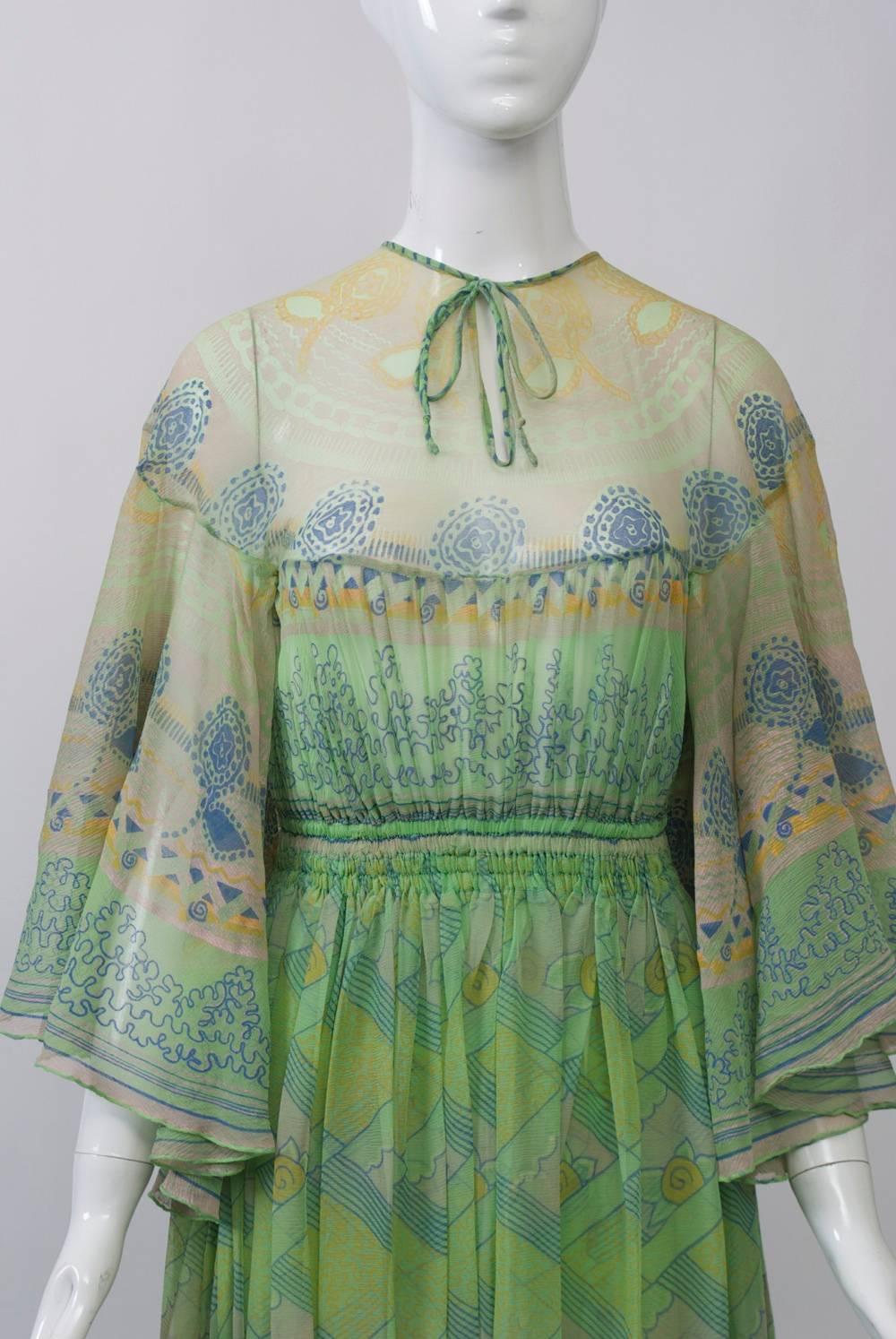 Women's Zandra Rhodes Green Print Gown