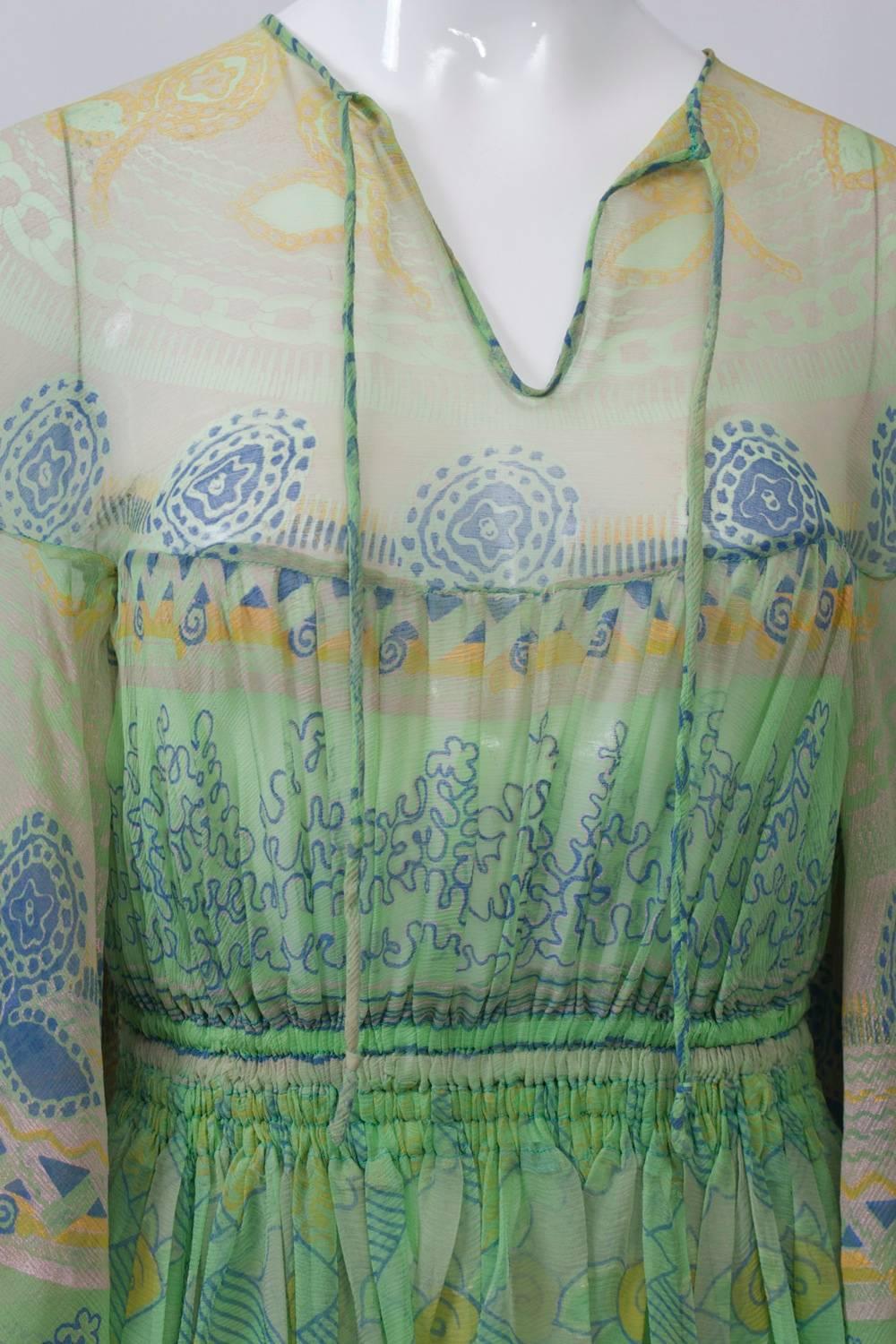 Zandra Rhodes Green Print Gown 1