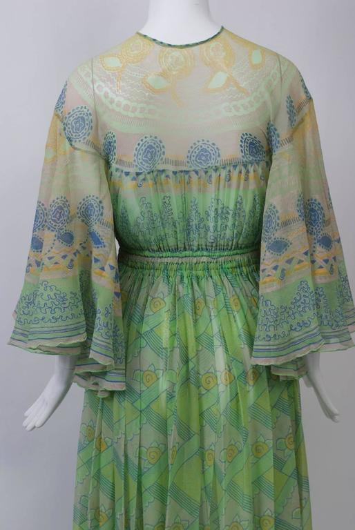 Zandra Rhodes Green Print Gown For Sale at 1stDibs