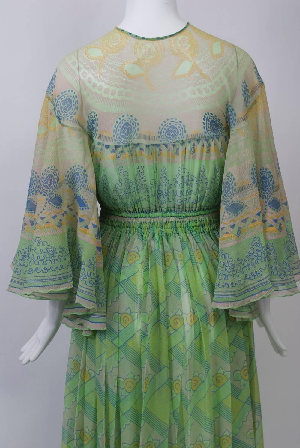 Zandra Rodea Print Zandra Rhodes Green Print Gown For Sale at 1stDibs | zandra green