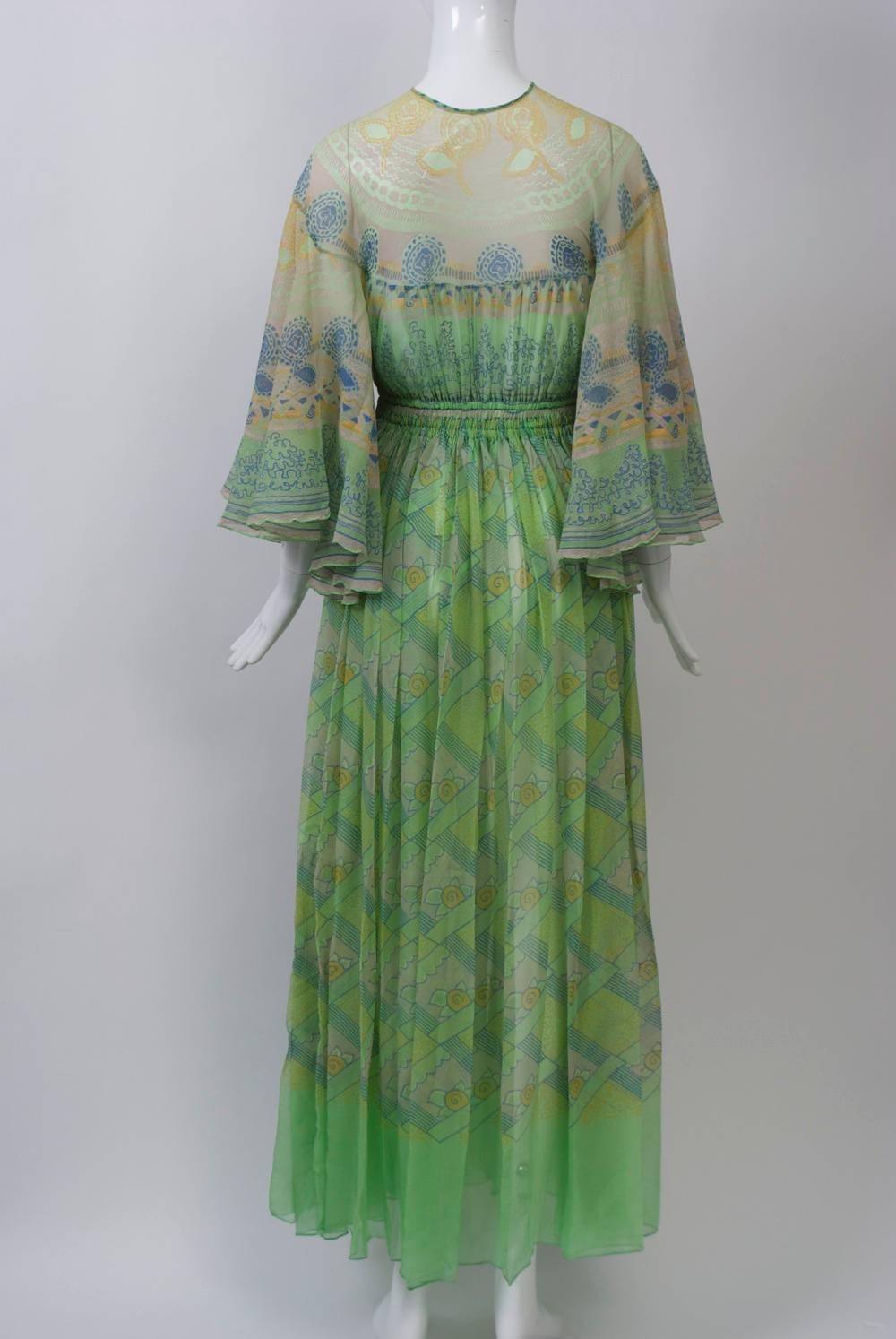 Zandra Rhodes Green Print Gown 3