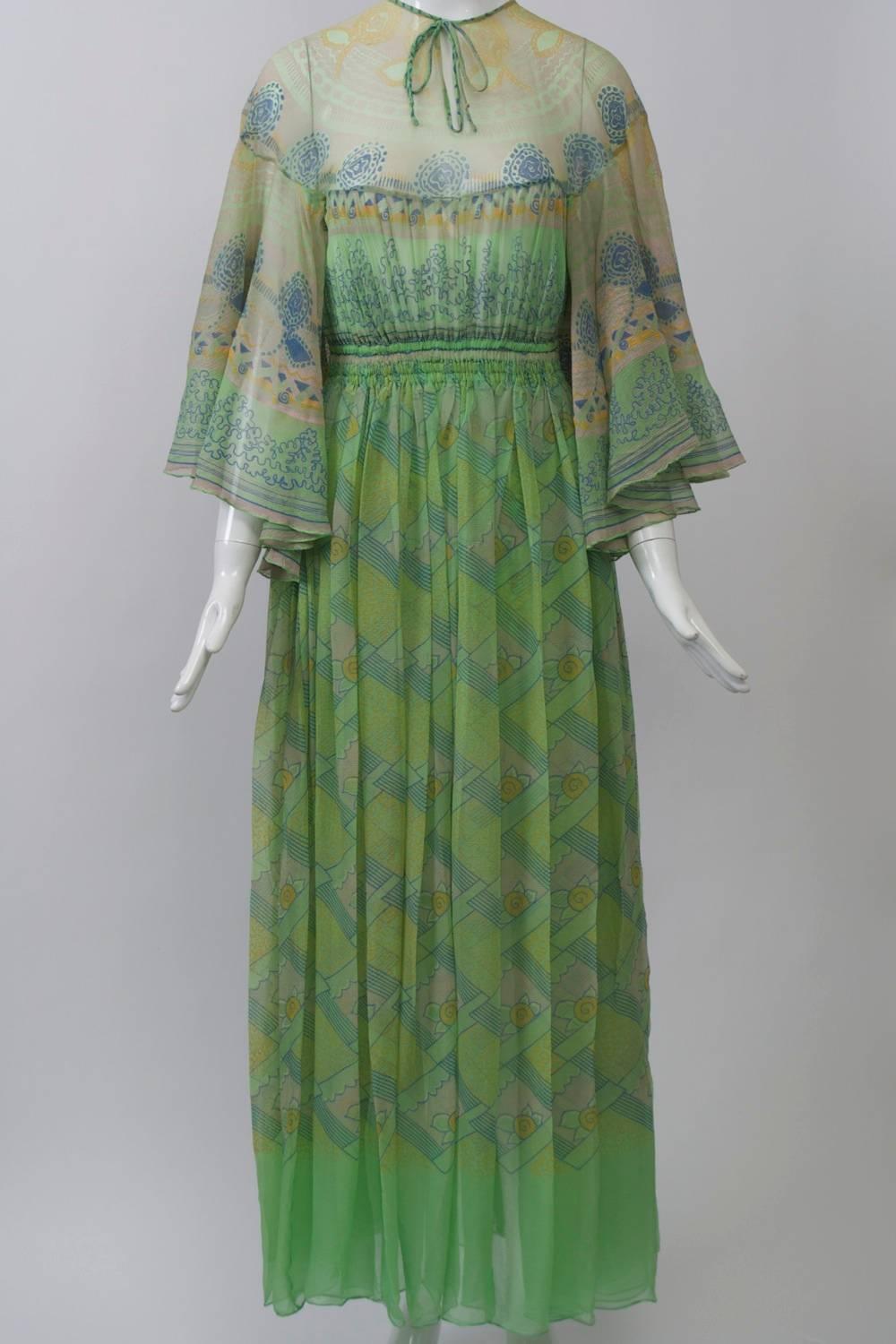 Zandra Rhodes Green Print Gown 4