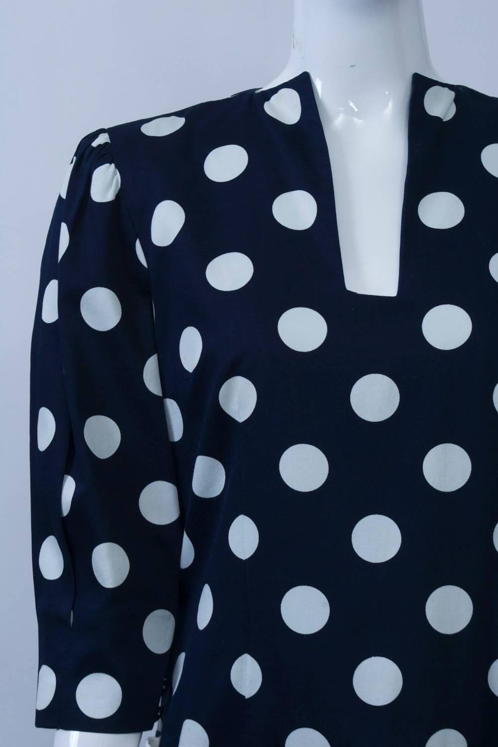 Pauline Trigére Polka Dot Dress In Excellent Condition For Sale In Alford, MA