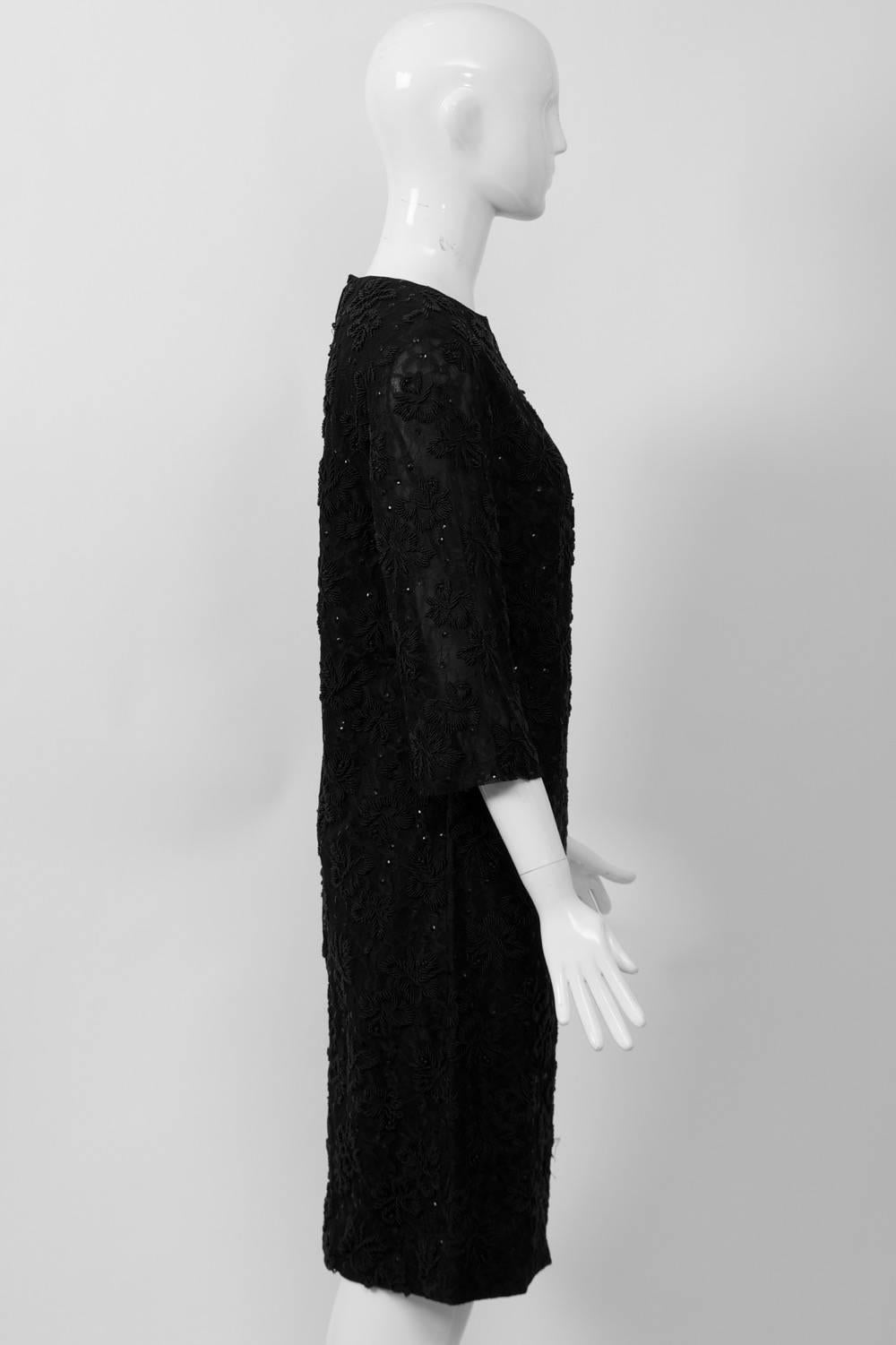 Beaded Lace 1960s Sheath In Excellent Condition For Sale In Alford, MA