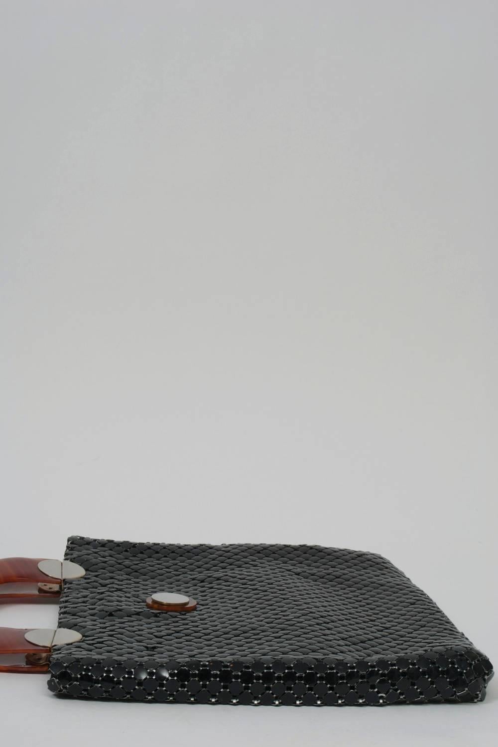 whiting and davis black mesh purse
