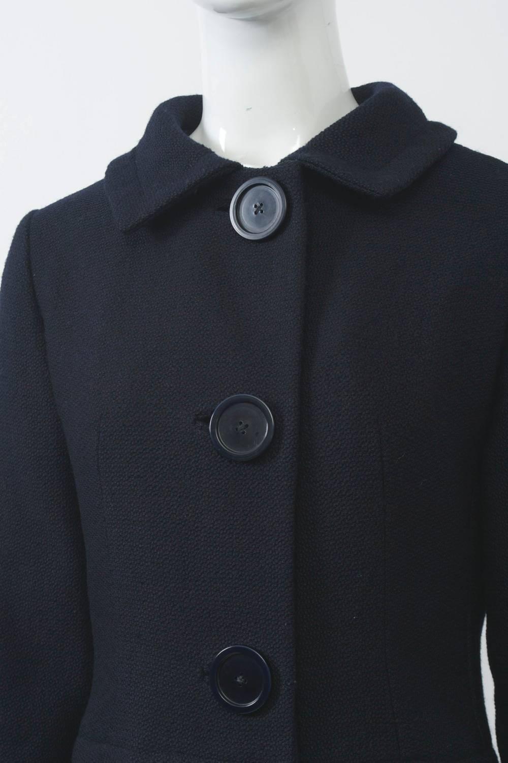 Black 1960s Jacques Heim Coat For Sale