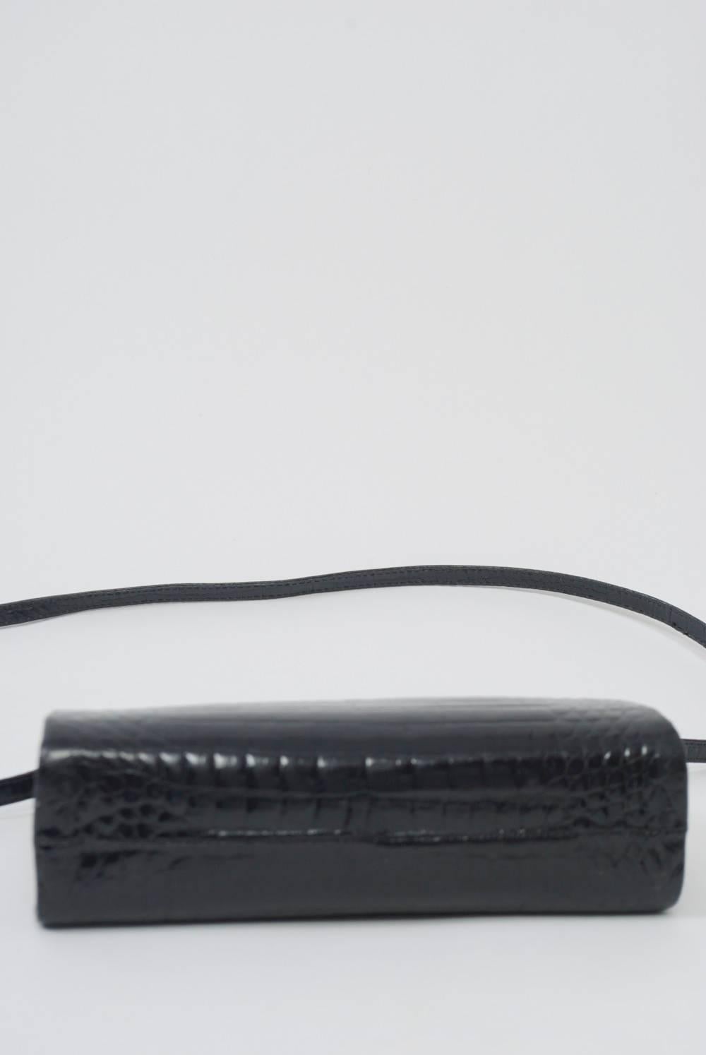 Women's Black Crocodile Shoulder Bag