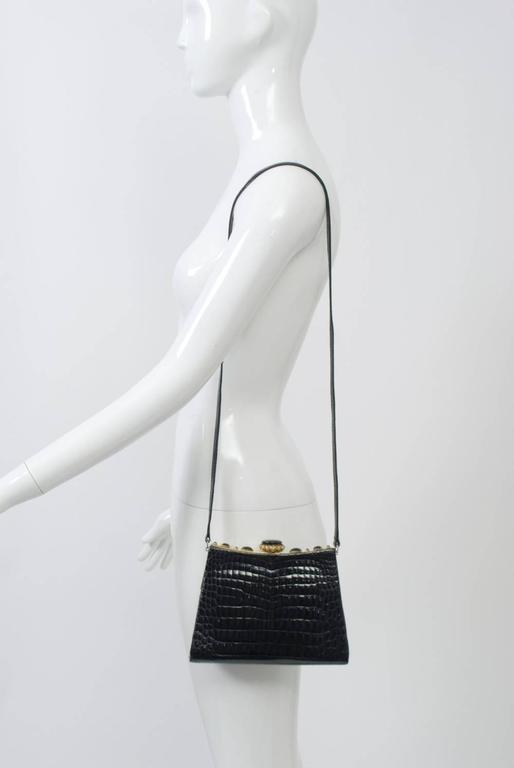Black Crocodile Shoulder Bag For Sale at 1stDibs