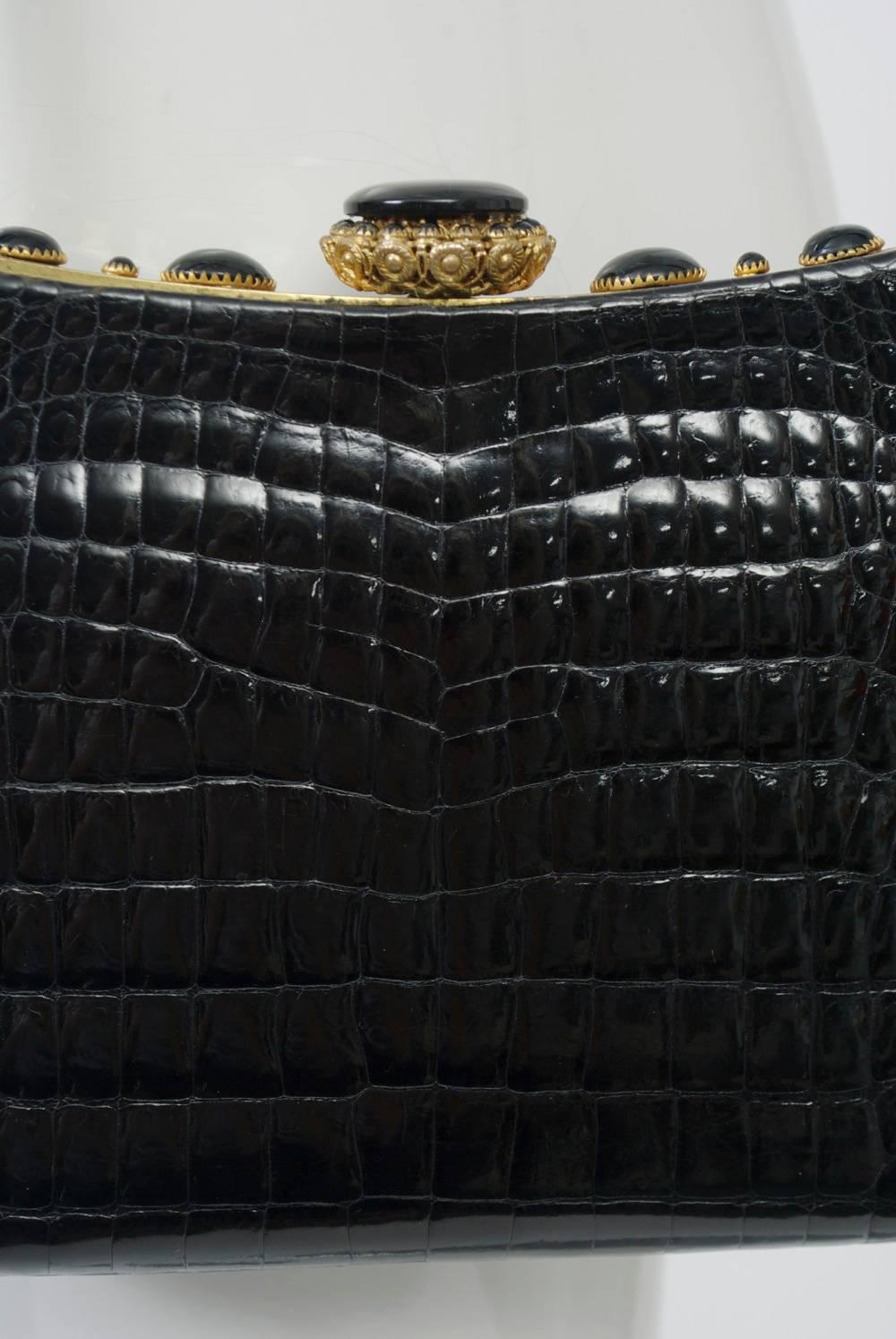 Black Crocodile Shoulder Bag 5
