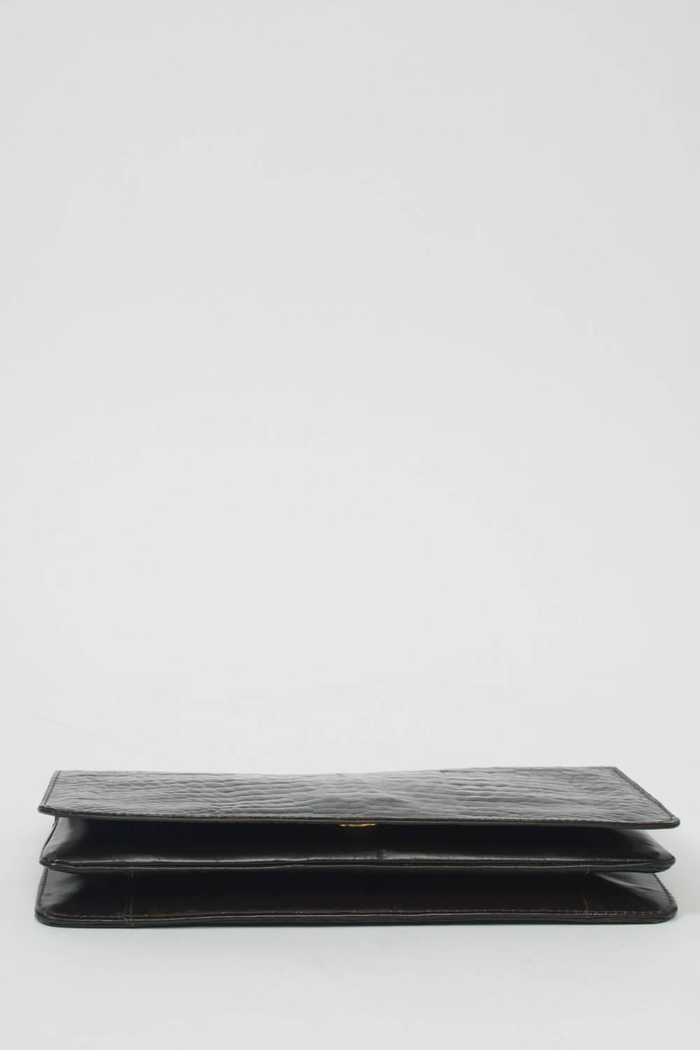 Charles Jourdan Black Croc Clutch 1