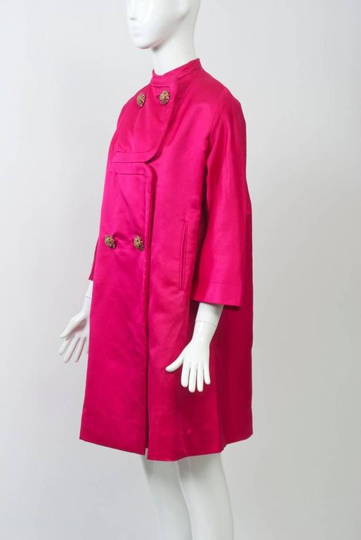Cerise Silk Evening Coat For Sale at 1stDibs | silk evening coats
