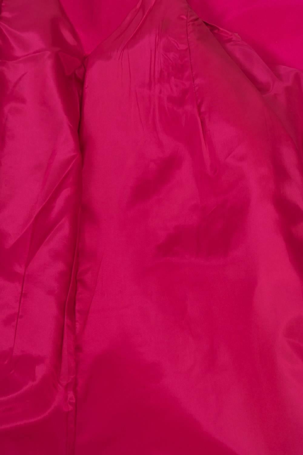 Cerise Silk Evening Coat In Good Condition For Sale In Alford, MA
