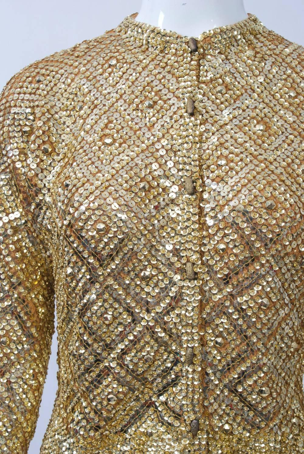 Women's Gold Sequined Cardigan