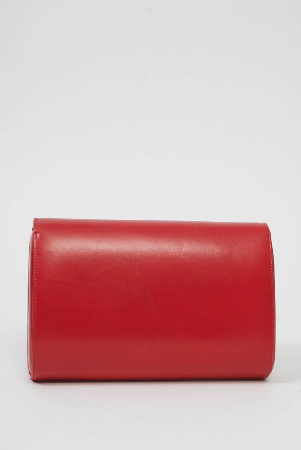scarlet red leather leo clutch