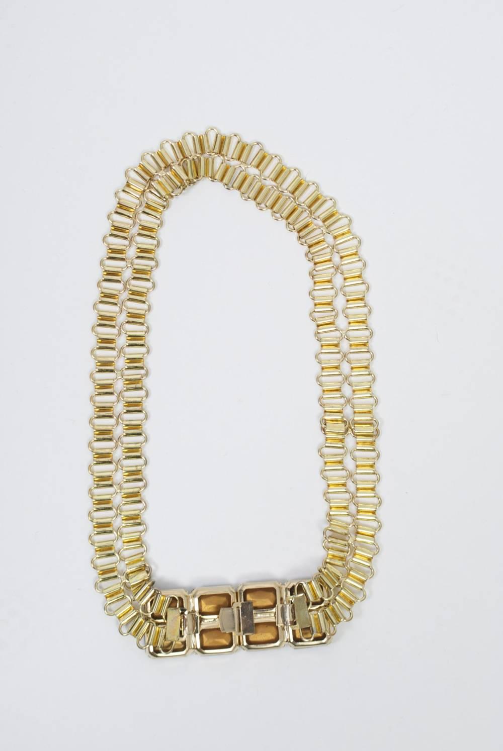 Beige Link Belt with Multi-Stone Clasp For Sale