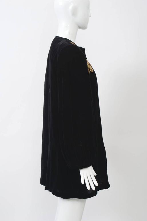 1940s Velvet Coat with Sequins In Good Condition For Sale In Alford, MA
