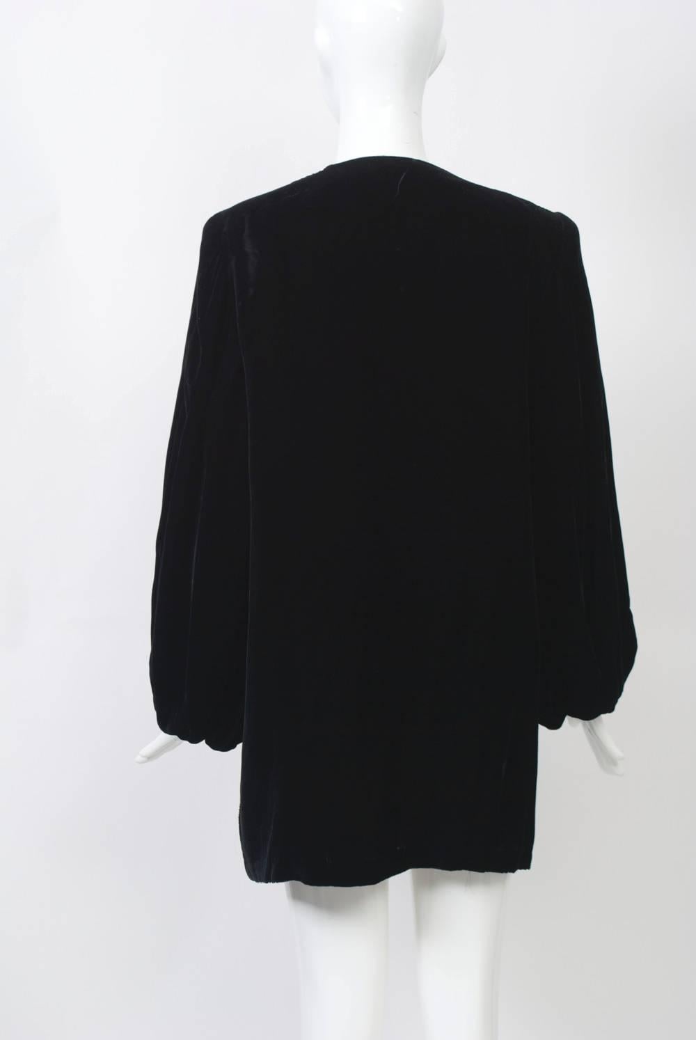 Black 1940s Velvet Coat with Sequins For Sale