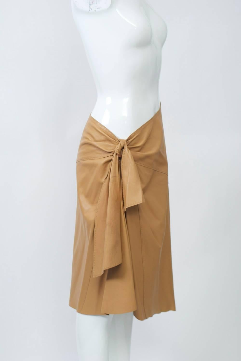 Hermes Leather skirt In Excellent Condition For Sale In Alford, MA