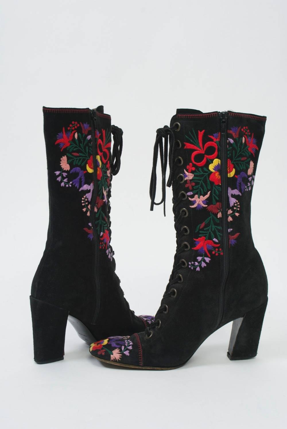 embroidered booties