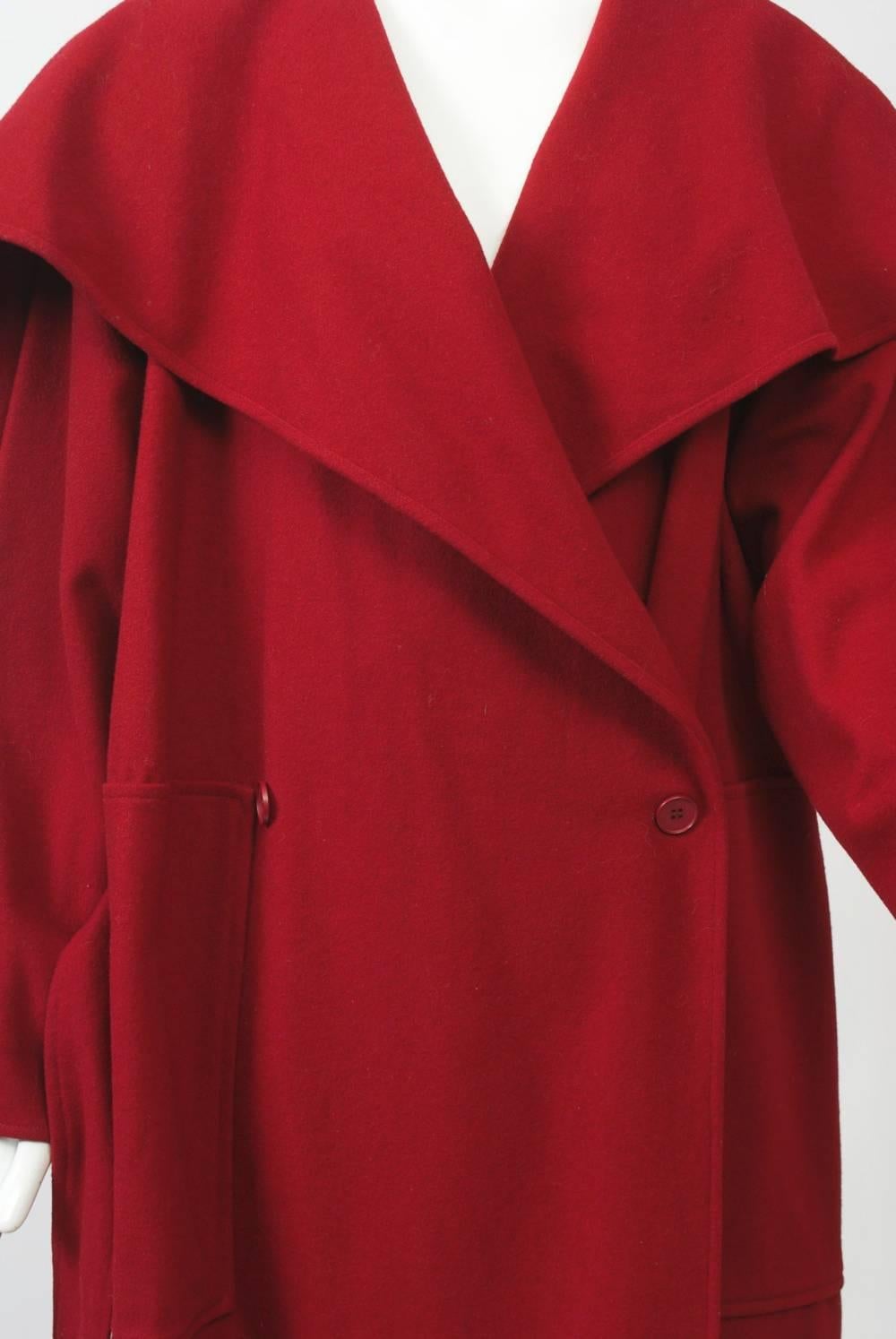 Issey Miyake Red Wool Coat at 1stDibs