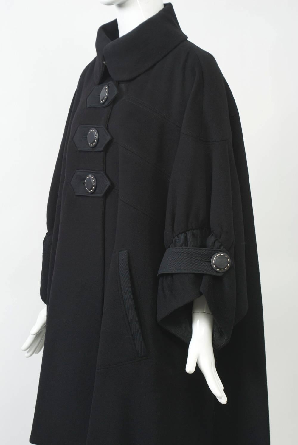 Kenzo Black Cashmere Coat In Excellent Condition In Alford, MA