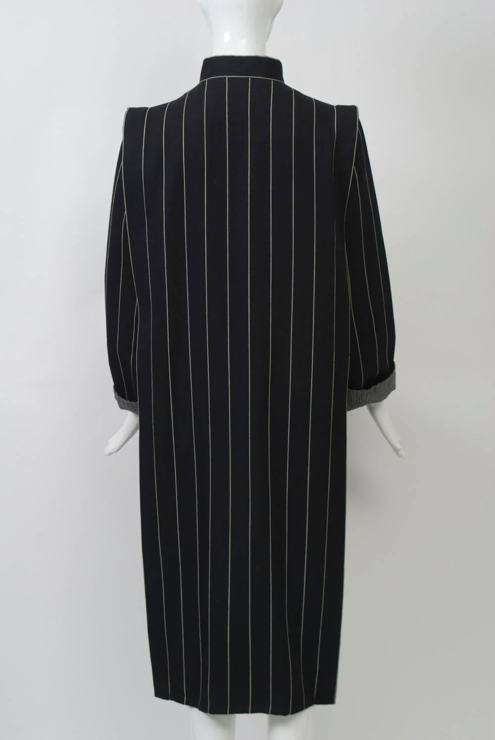 Trigere Black/White Striped 1980s Coat 1