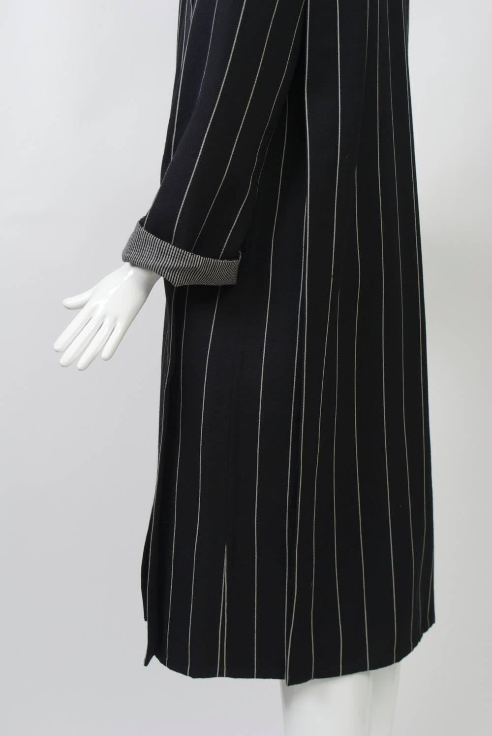 Trigere Black/White Striped 1980s Coat 2