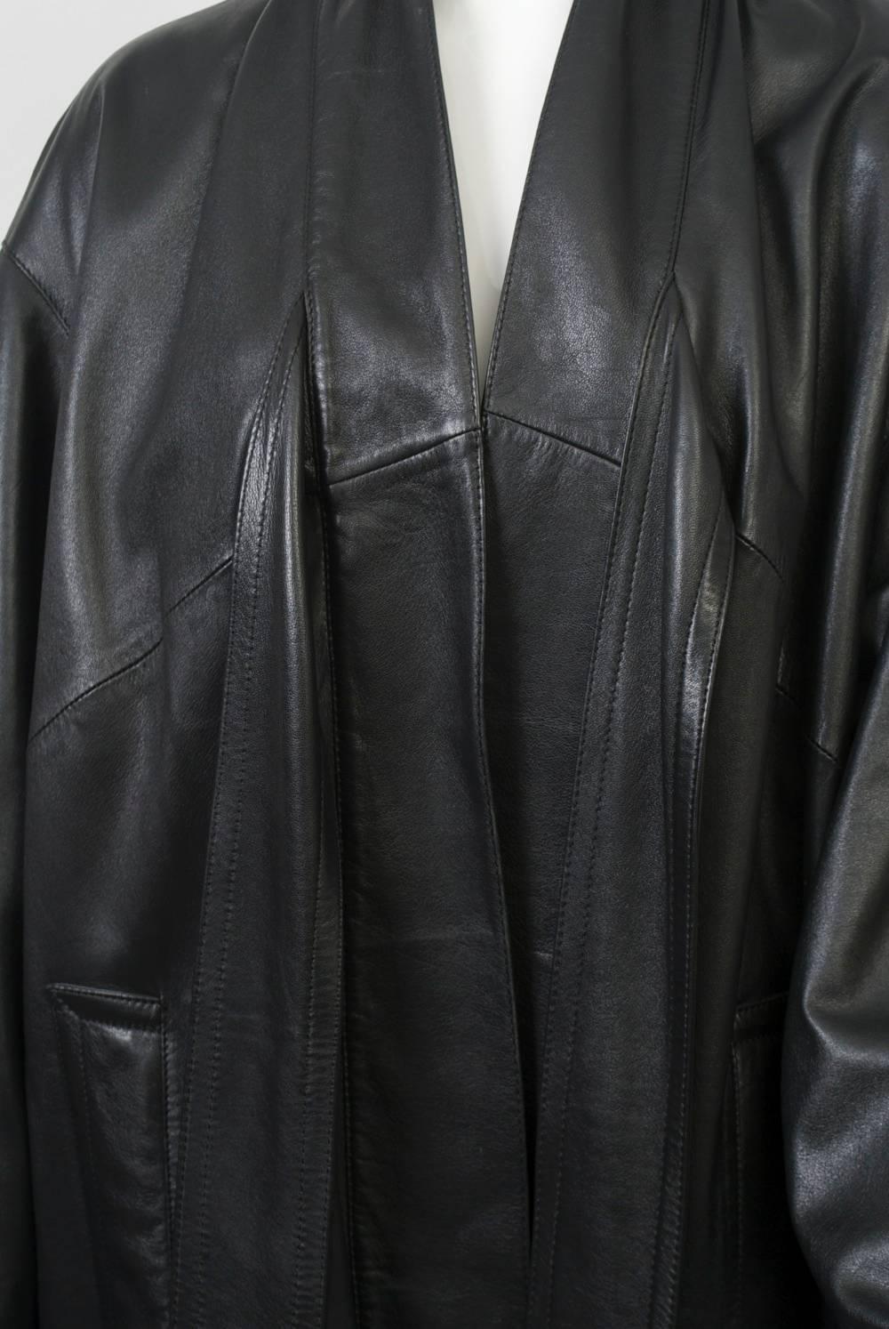 Gaultier Black Leather Coat 4