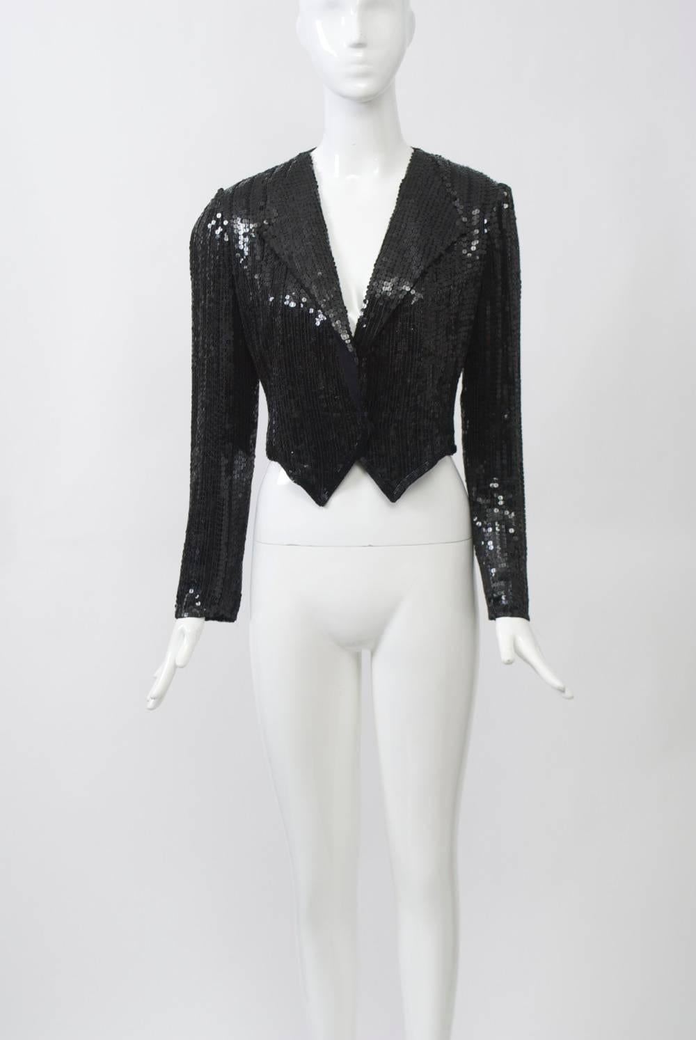 Neil Bieff/Arturo Herrera Black Sequined Jacket In Excellent Condition In Alford, MA