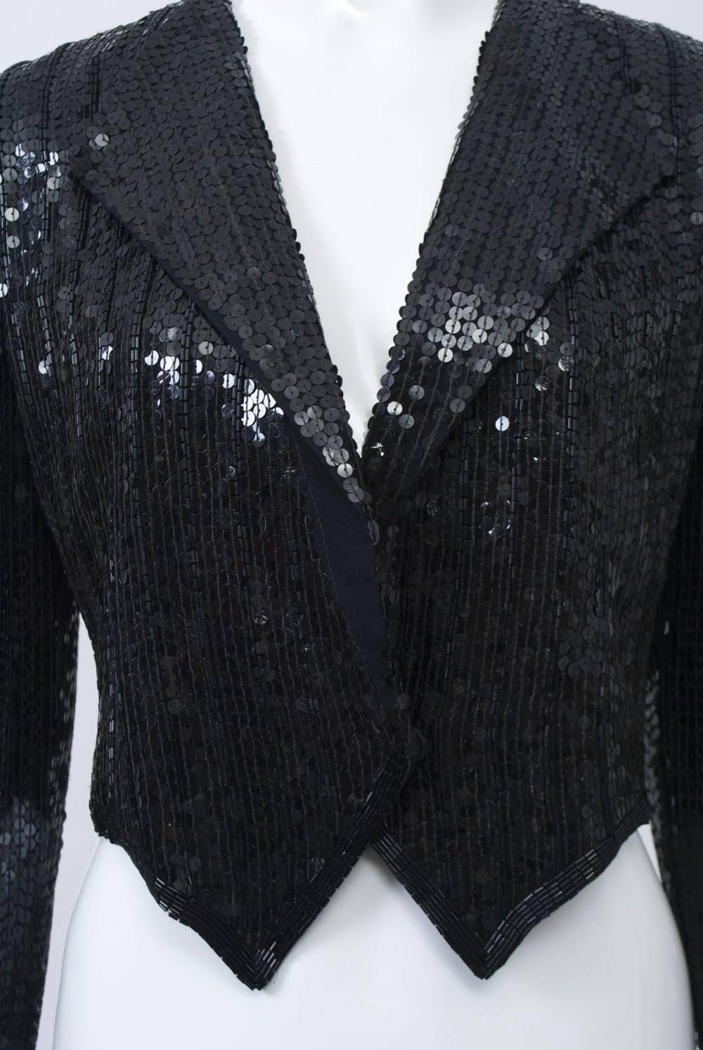 Women's Neil Bieff/Arturo Herrera Black Sequined Jacket