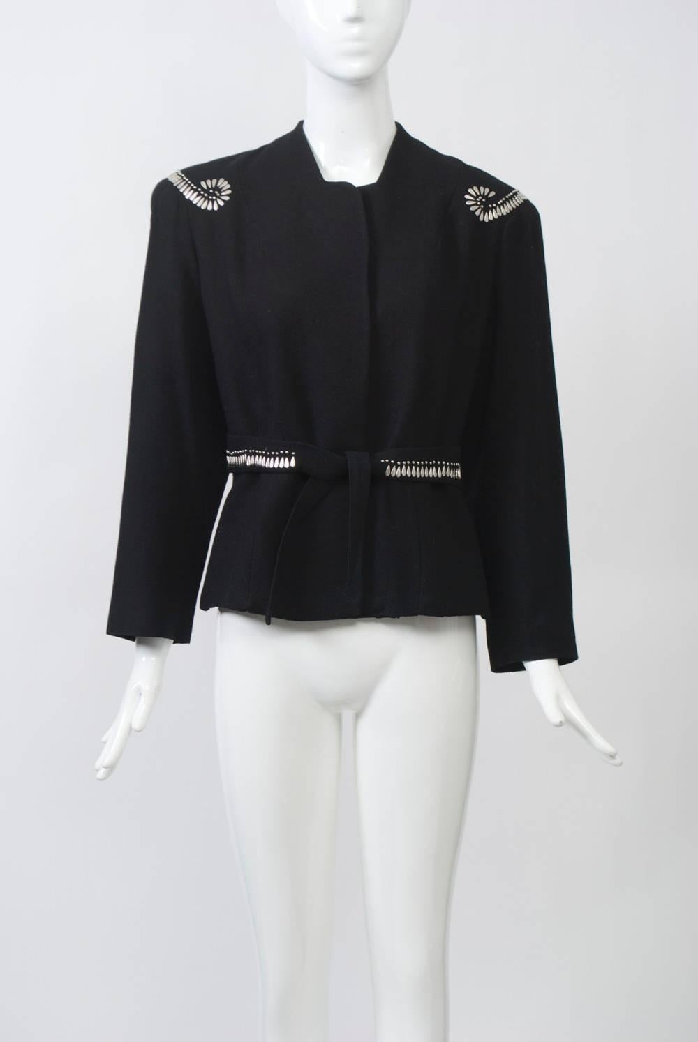 Women's 1940s Silver-Studded Jacket For Sale