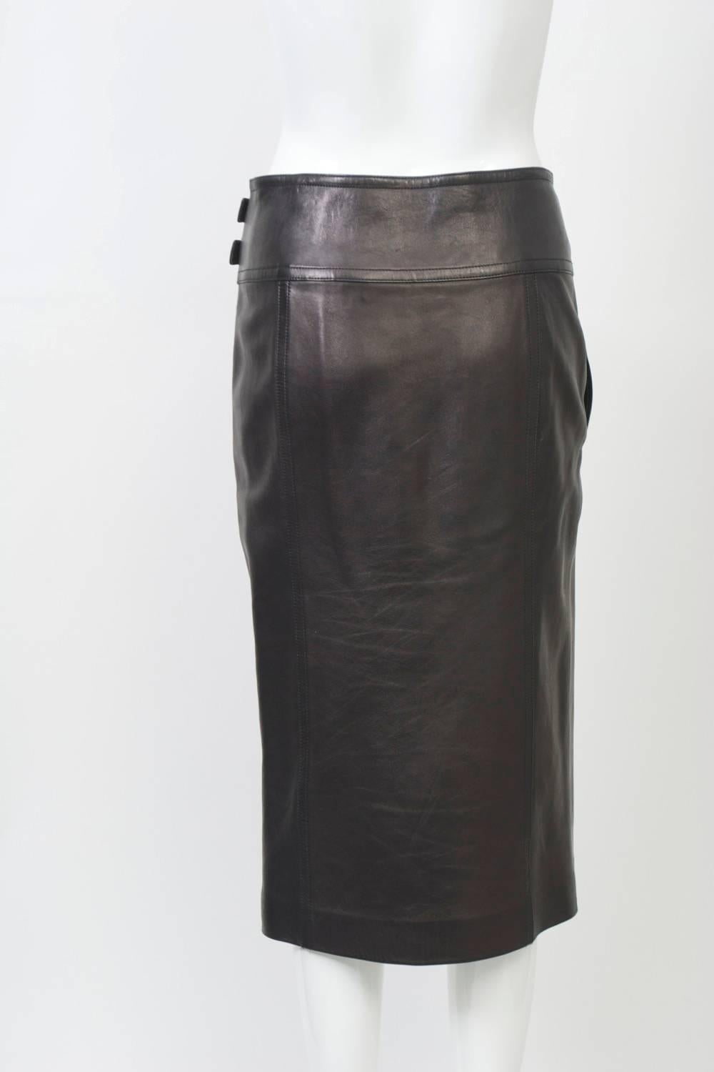 ysl leather skirt