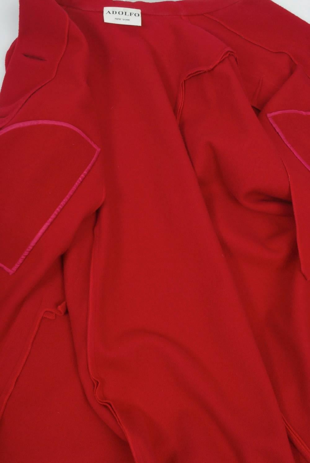 Adolfo Red Cape Coat For Sale at 1stDibs | red cape jacket, adolfo coat ...