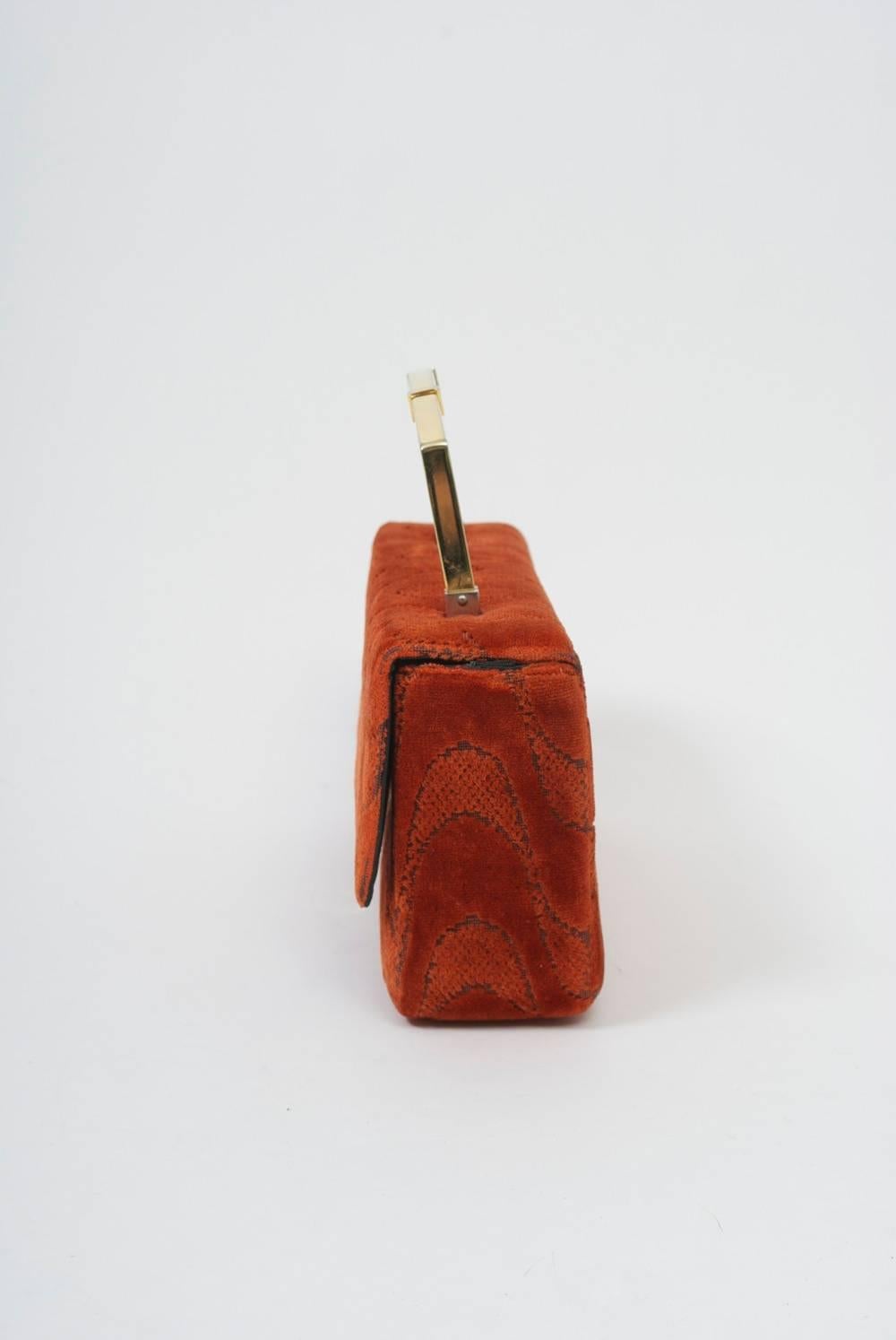 Women's Orange Cut-Velvet Handbag For Sale