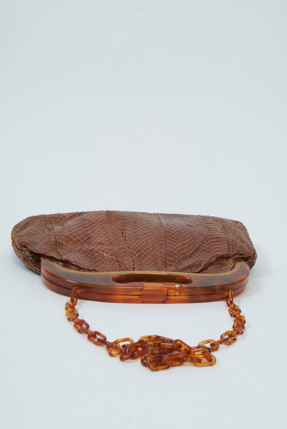 Snakeskin Shoulder Bag with Tortoise Frame 1