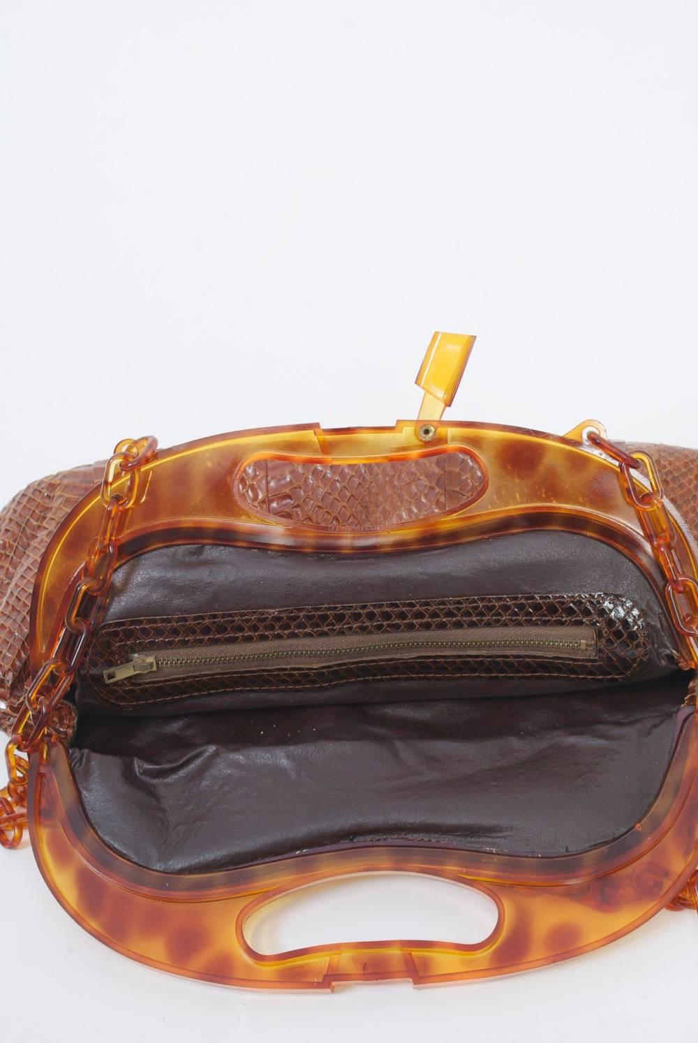 Snakeskin Shoulder Bag with Tortoise Frame 2