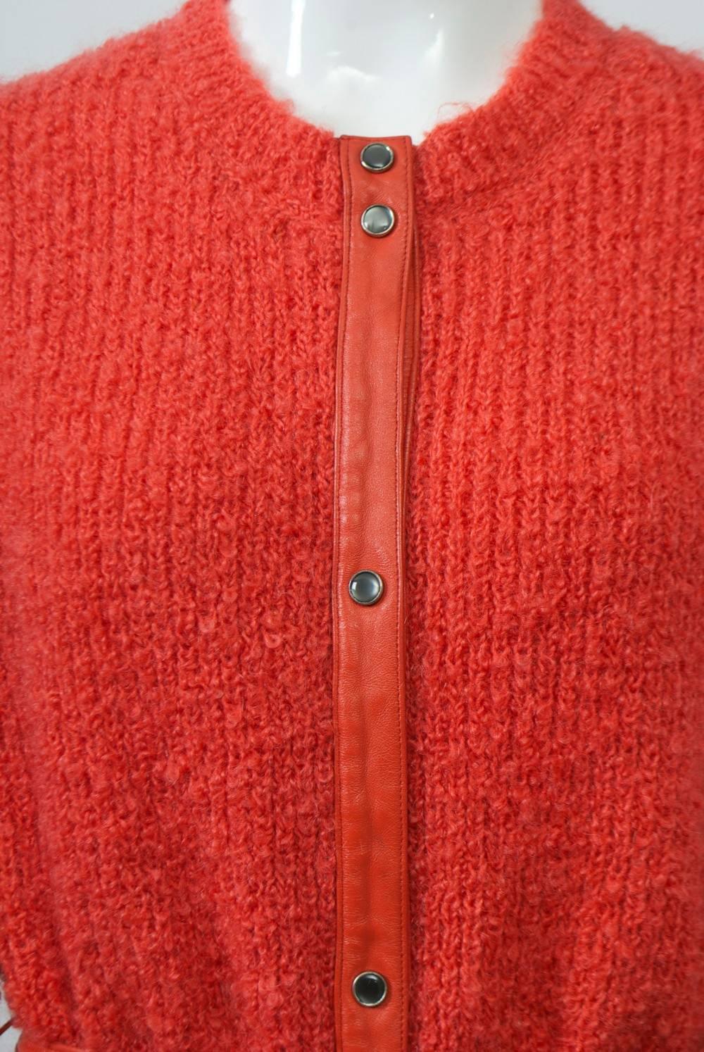 Bonnie Cashin Orange Cardigan In Excellent Condition In Alford, MA