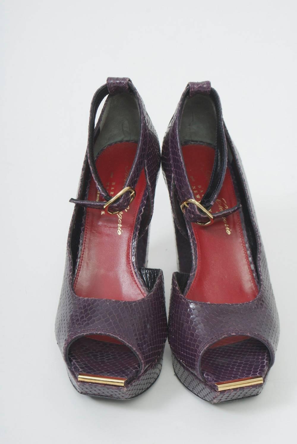 Clergerie Plum Snake Platform Shoes In Excellent Condition For Sale In Alford, MA