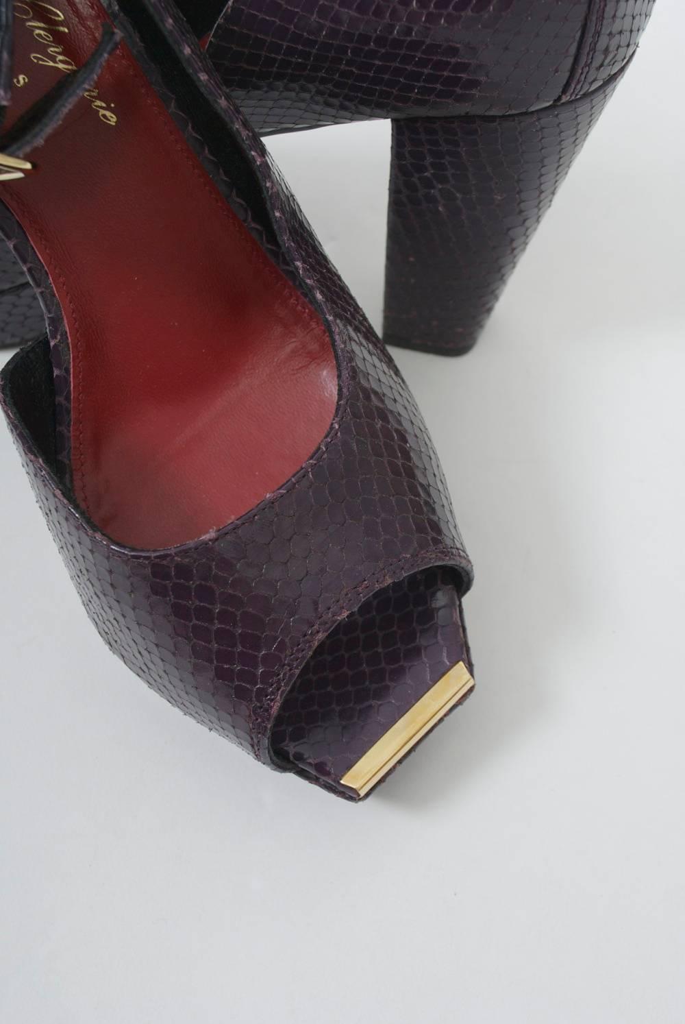 Women's Clergerie Plum Snake Platform Shoes For Sale