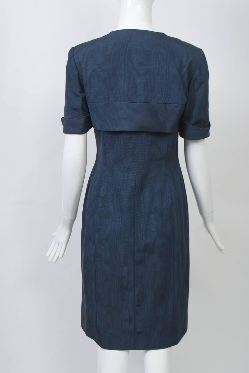 Ungaro Stahlblaues 1980er Jahre Kleid (Schwarz) im Angebot
