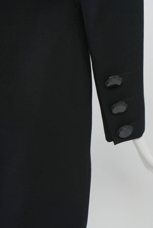 YSL Black Coat Dress with Ruffle at 1stDibs
