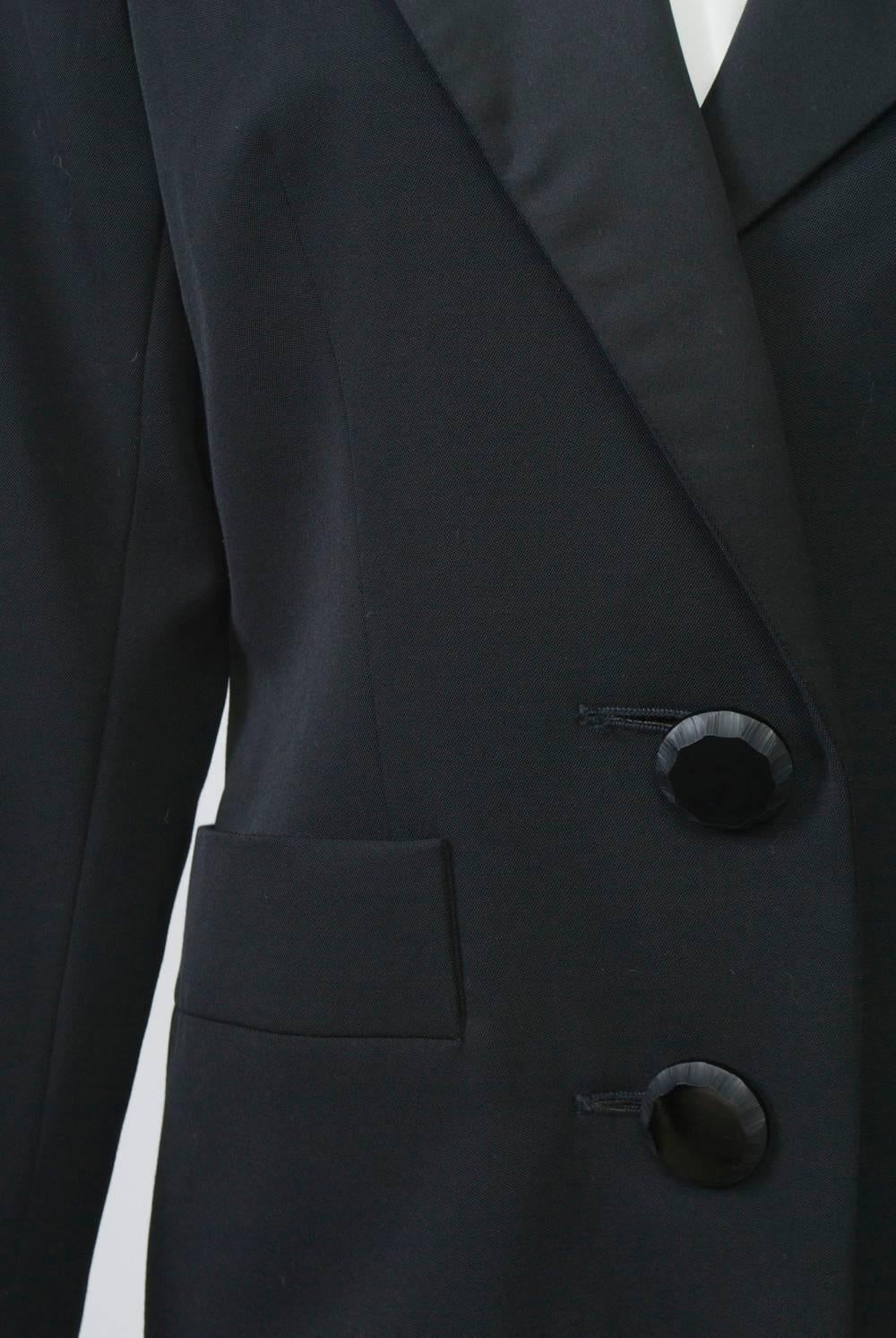 YSL Black Coat Dress with Ruffle 1