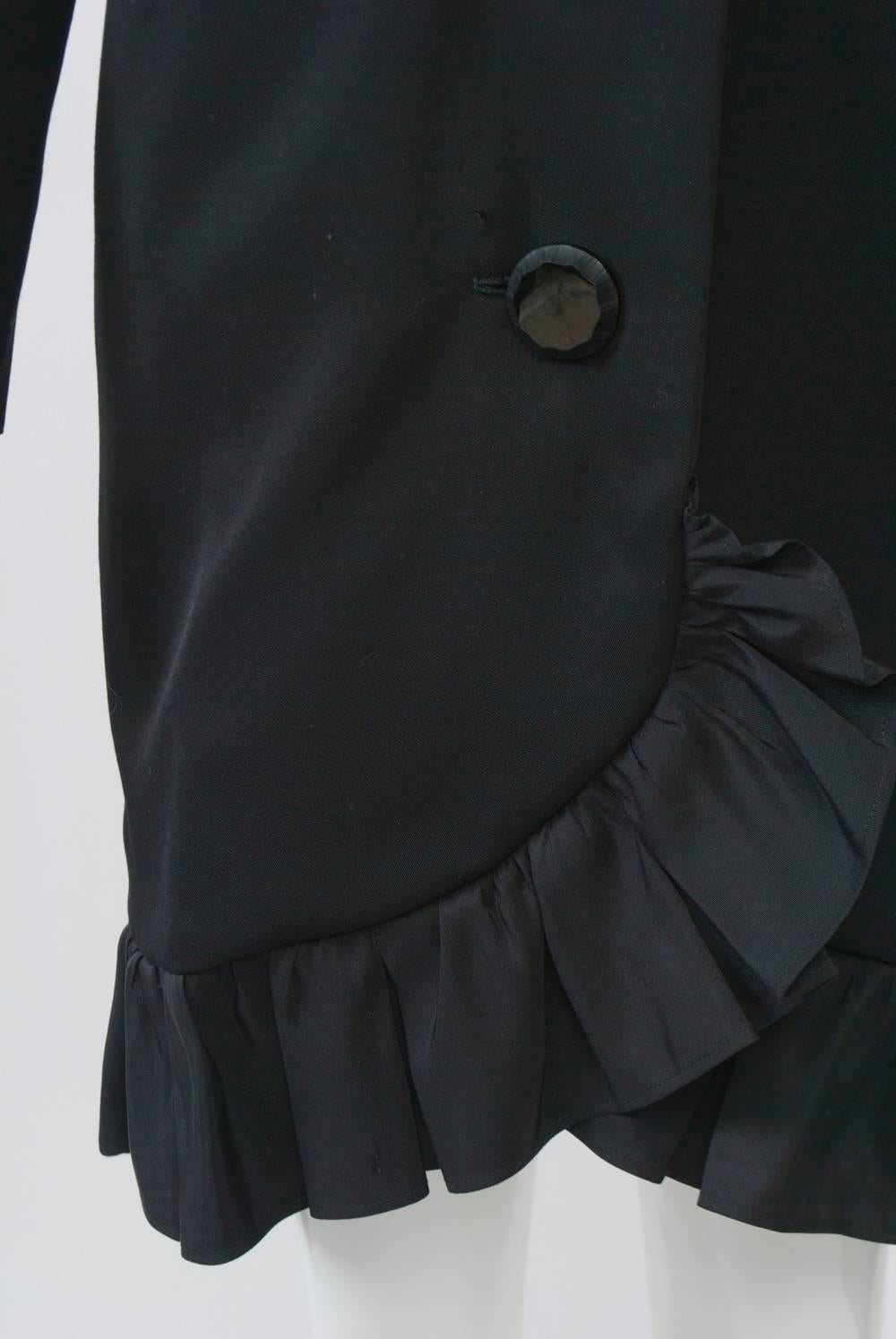 YSL Black Coat Dress with Ruffle 3