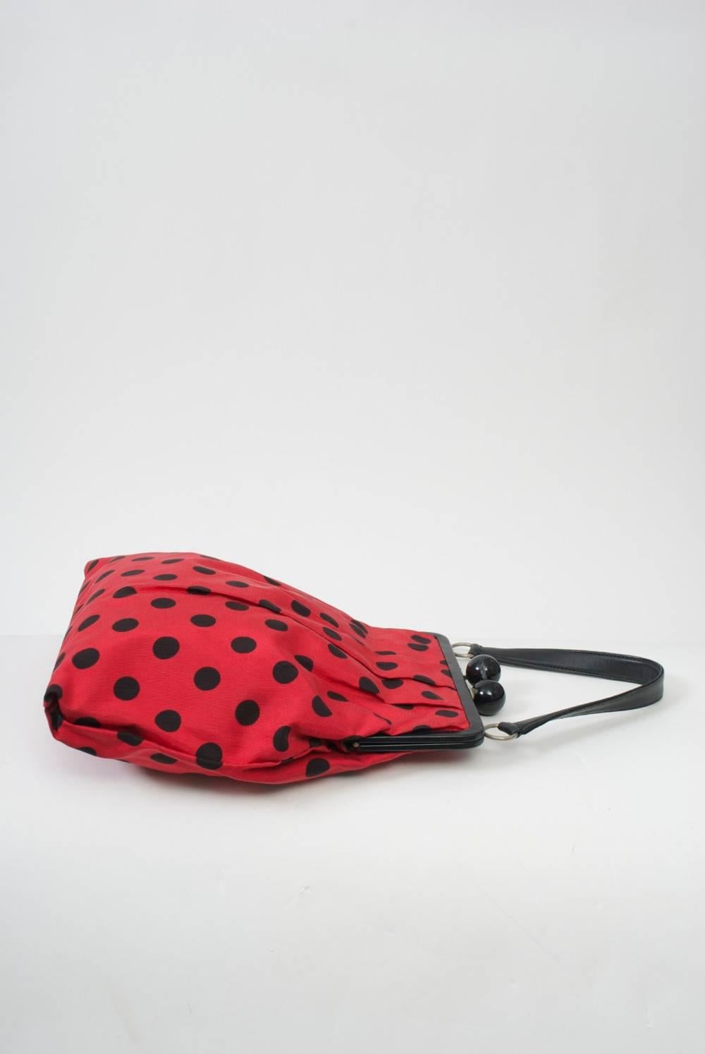 black and white polka dot handbag