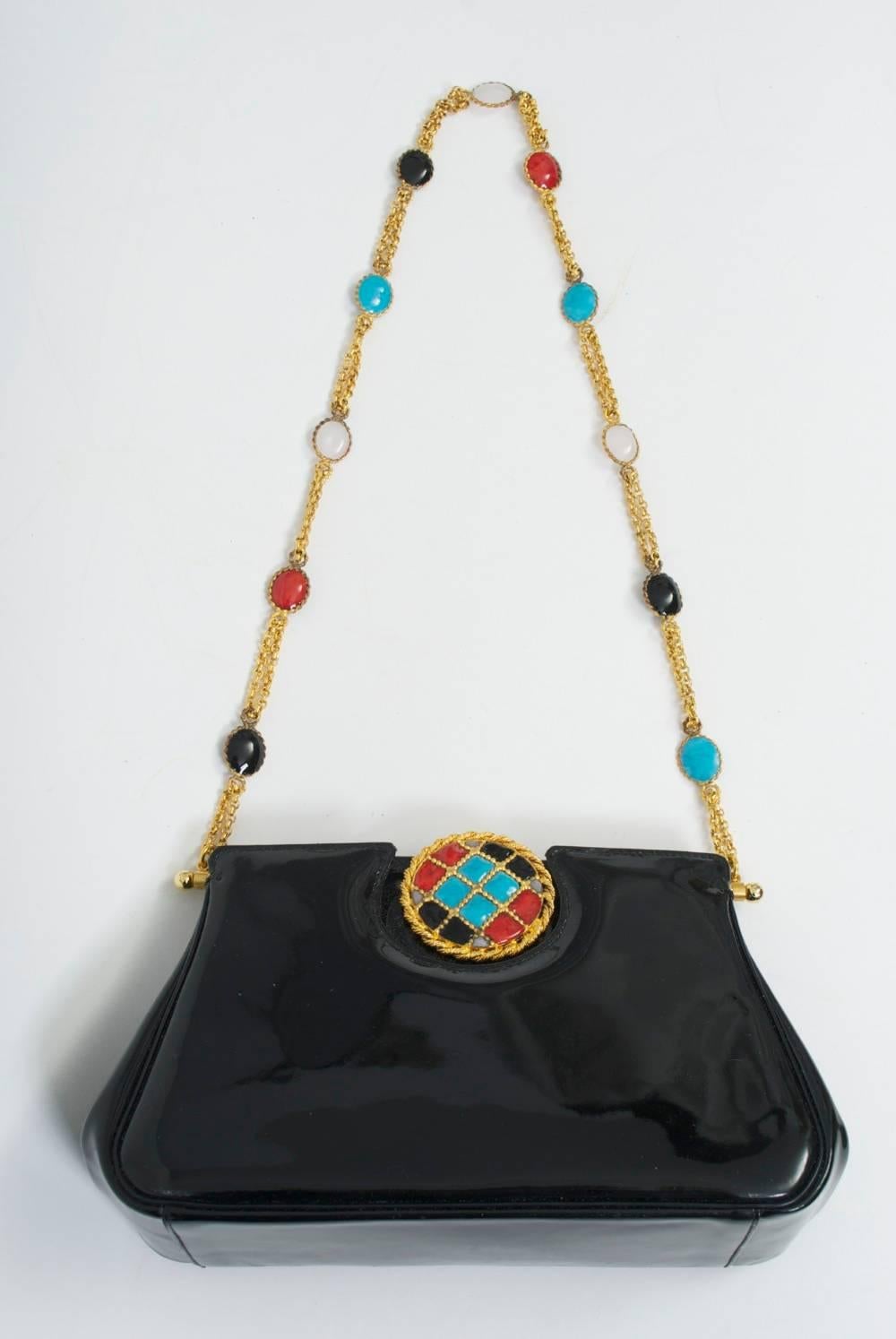 Black Patent Bag with Enamel, France 4