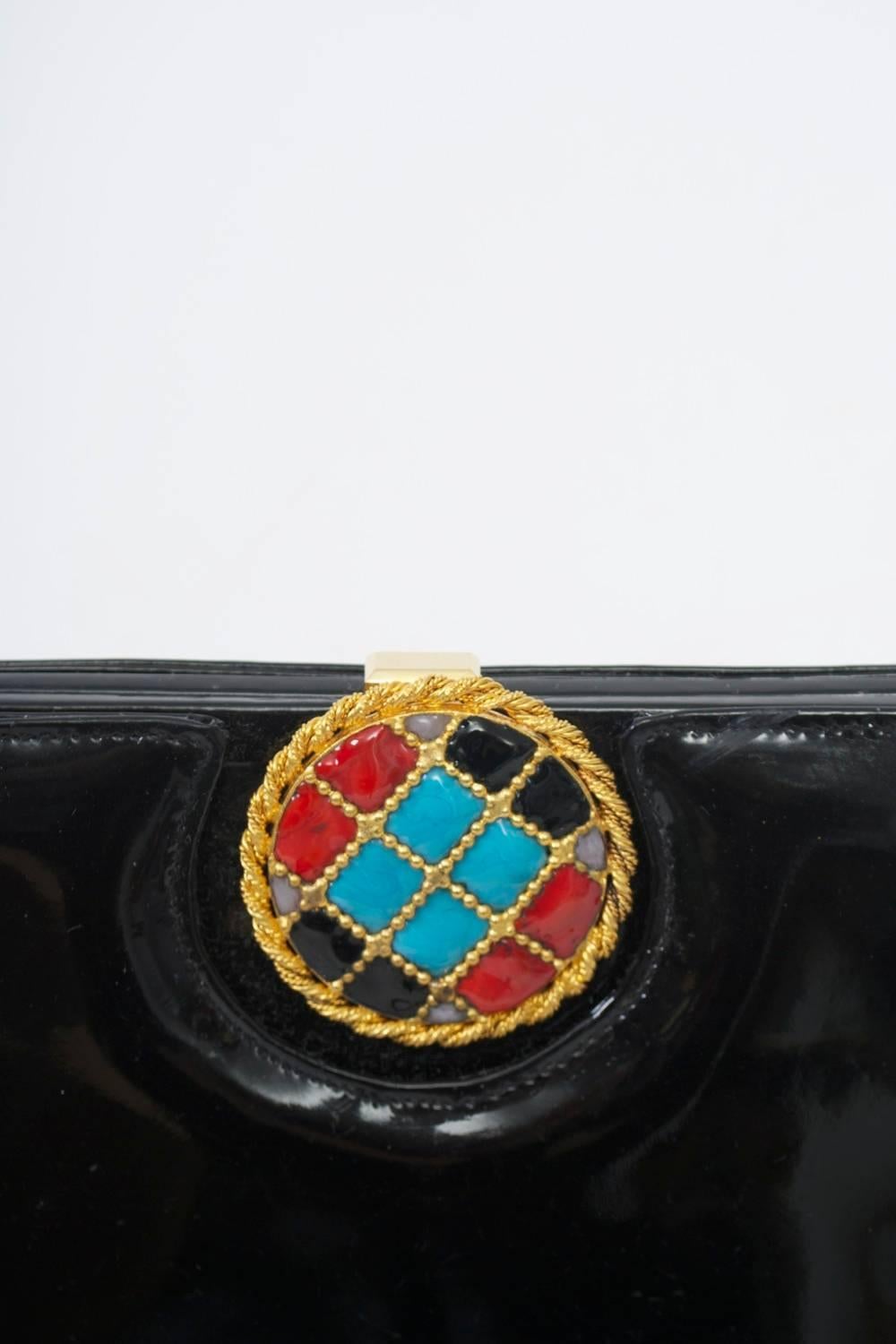 Black Patent Bag with Enamel, France 1