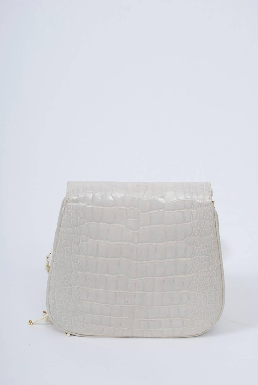 Lana White Alligator Clutch with Two Shoulder Straps In Excellent Condition In Alford, MA