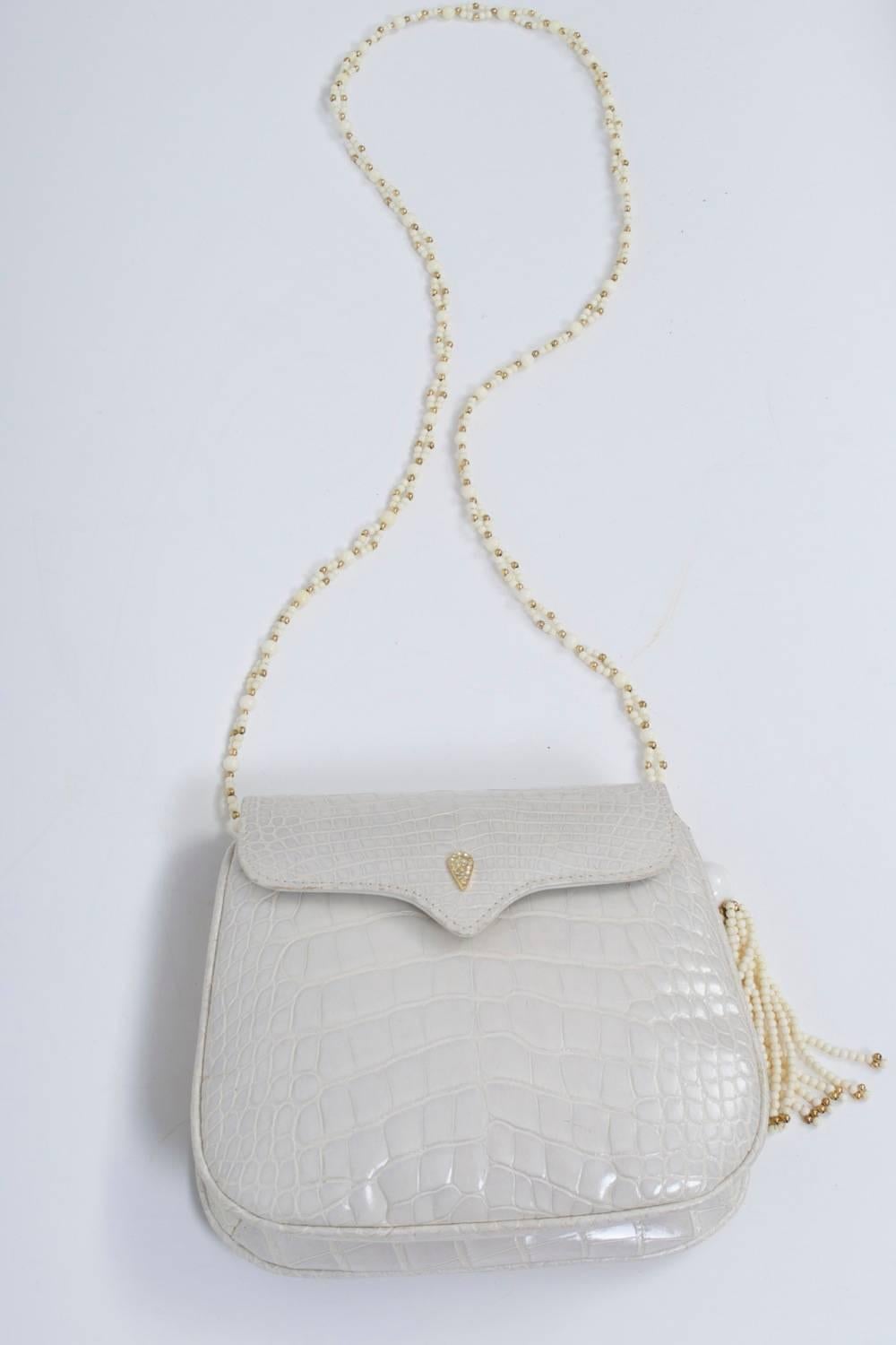 Lana White Alligator Clutch with Two Shoulder Straps 2